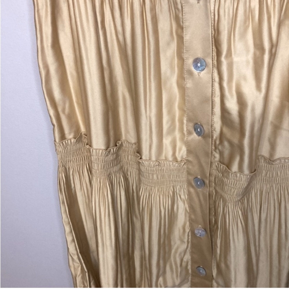 Soft Surroundings Gold Tiered Maxi Skirt Front Button Size XS Elastic Waist - Picture 4 of 7